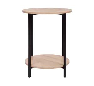MESA LATERAL REDONDA ESTILO INDUSTRIAL ANY 2 NIVELES