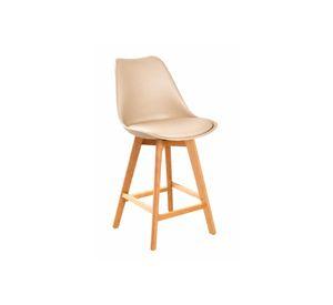 Taburete Tulip Wood Acolchado 66cm