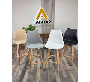 Taburete Tulip Wood Acolchado 66cm