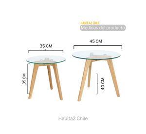 SET DE 2 MESAS PINO DE CENTRO - VIDRIO