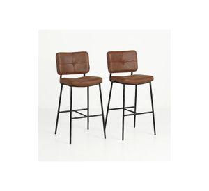 Pack de 2 Taburetes Alto Bronx Café Vintage con Patas Metálicas Negras