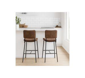 Pack de 2 Taburetes Alto Bronx Café Vintage con Patas Metálicas Negras