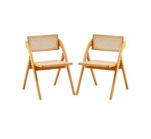 PACK 2 SILLAS PLEGABLE DE RATTAN Y MADERA BELLY