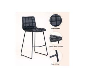 Pack de 4 Taburetes Altos Milano Cuero Sintetico con Patas Metálicas Estilo Industrial