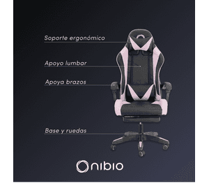Silla Gamer Nibio GC035 Reclinable 160° Apoya Pies Rosa