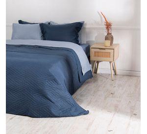 Set Quilt Liso + Sabana Liso 2 P Azul