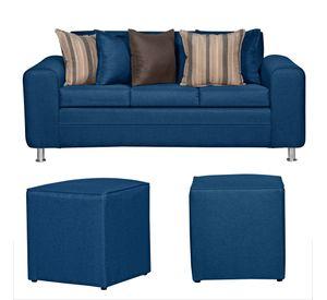 SOFA LEGEND 3 CUERPOS + 2 POUF AZUL