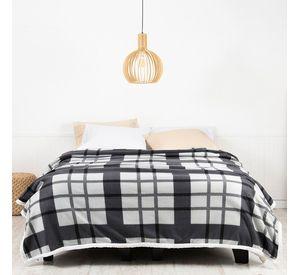 Frazada Polar-Sherpa Est. 1.5 P Tartan Negro