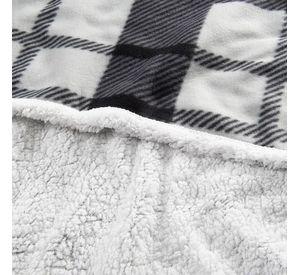 Frazada Polar-Sherpa Est. 1.5 P Tartan Negro