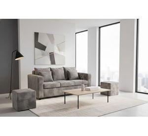 Sofa prince 3 cuerpos 2 pouf felpa GRIS