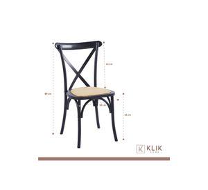 Pack de 4 Sillas Crossback Madera Rattan Negras