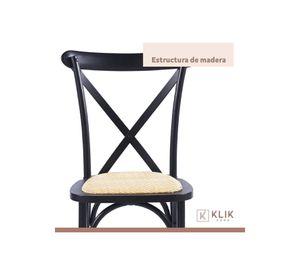 Pack de 4 Sillas Crossback Madera Rattan Negras