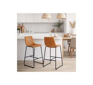 Pack de 2 Taburetes de Bar Burgos de Cuero y Metal Industrial