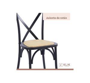 Pack de 4 Sillas Crossback Madera Rattan Negras