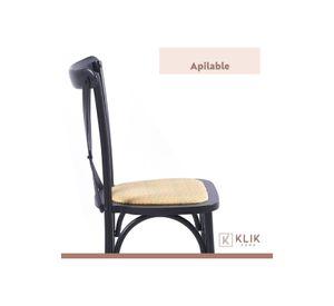 Pack de 4 Sillas Crossback Madera Rattan Negras