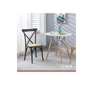 Pack de 4 Sillas Crossback Madera Rattan Negras