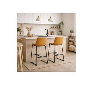 Pack de 2 Taburetes de Bar Burgos de Cuero y Metal Industrial