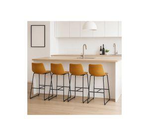 Pack de 4 Taburetes de Bar Burgos de Cuero y Metal Industrial