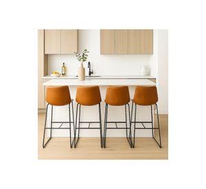 Pack de 4 Taburetes de Bar Burgos de Cuero y Metal Industrial