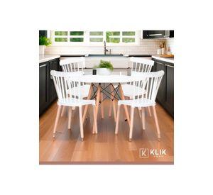 Comedor Mesa Redonda blanca 100cm + 4 sillas Windsor blanca
