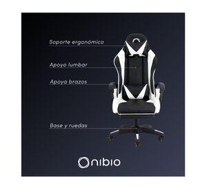 Silla Gamer Nibio GC035 Reclinable 160° Apoya Pies Blanca