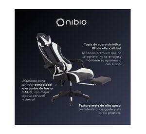 Silla Gamer Nibio GC035 Reclinable 160° Apoya Pies Blanca