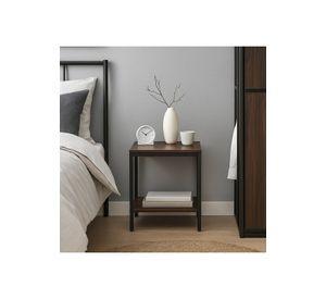 Velador Mesa Auxiliar Lateral de 2 Niveles 40x50 - Madera Oscura Walnut