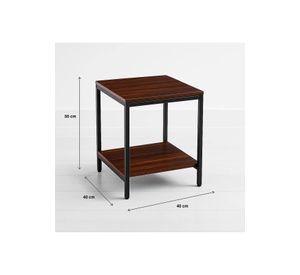 Velador Mesa Auxiliar Lateral de 2 Niveles 40x50 - Madera Oscura Walnut