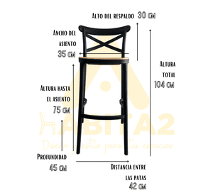 TABURETE PISO SENA 75CM POLIPROPILENO ASIENTO RESISTENTE