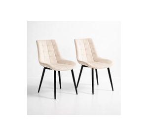 Pack de 2 Sillas de Comedor Macron Acolchada Terciopelo - Beige