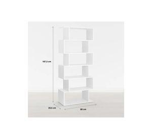 Estantería Moderna ZigZag de 6 Niveles 80x23.5x187.5 - Blanco