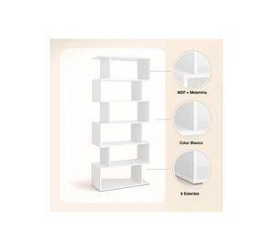 Estantería Moderna ZigZag de 6 Niveles 80x23.5x187.5 - Blanco