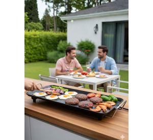 Plancha Parrilla Eléctrica ExtraGrande Antiadherente Churrasquera 1500W de Potencia