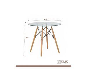 Comedor Mesa Eames 80cm redonda vidrio + 4 Sillas Breuer Madera