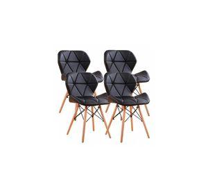Pack de 4 Sillas Radar Acolchadas Ecocuero Negras