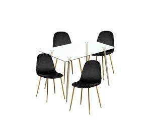 COMEDOR 4 PUESTOS PRINCE RECTANGULAR VIDRIO 130CM TRENDY GOLD