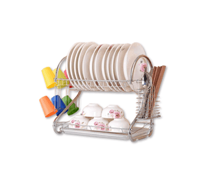 Escurridor Secador de Loza Platos Inoxidable 2 Niveles Plateado