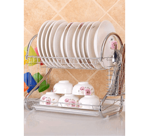 Escurridor Secador de Loza Platos Inoxidable 2 Niveles Plateado