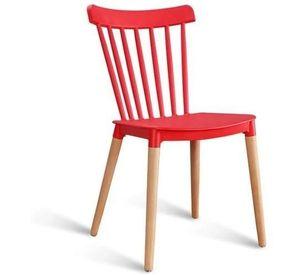 SILLA WINDSOR DE POLIPROPILENO PARA COMEDOR CON PATAS DE MADERA