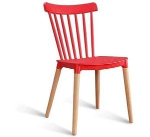 SILLA WINDSOR DE POLIPROPILENO PARA COMEDOR CON PATAS DE MADERA