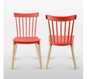 SILLA WINDSOR DE POLIPROPILENO PARA COMEDOR CON PATAS DE MADERA