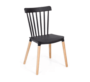 SILLA WINDSOR DE POLIPROPILENO PARA COMEDOR CON PATAS DE MADERA