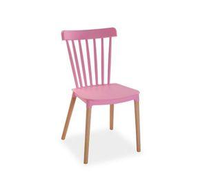 SILLA WINDSOR DE POLIPROPILENO PARA COMEDOR CON PATAS DE MADERA
