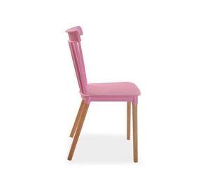 SILLA WINDSOR DE POLIPROPILENO PARA COMEDOR CON PATAS DE MADERA