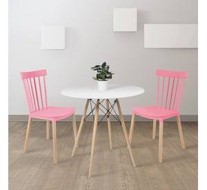 SILLA WINDSOR DE POLIPROPILENO PARA COMEDOR CON PATAS DE MADERA