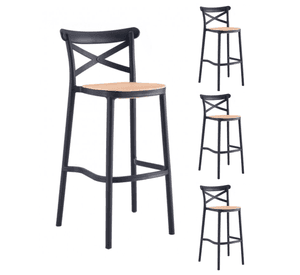 PACK 4 TABURETES O PISOS SENA 65CM APOYA PIES POLIPROPILENO RESPALDO ALTO