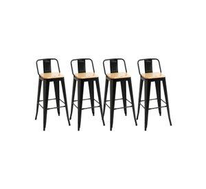 PACK 4 TABURETES O PISOS TOLIX CON ASIENTO DE MADERA 66CM