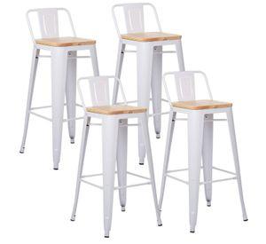 PACK 4 TABURETES O PISOS TOLIX CON ASIENTO DE MADERA 66CM