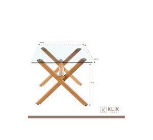 Comedor de Vidrio Cross 140x90cm + 6 Sillas Fresno de Madera
