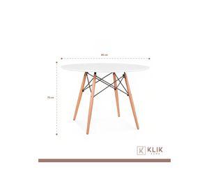 Comedor Mesa Eames Redonda Blanca 80cm + 4 Sillas Eames Negras